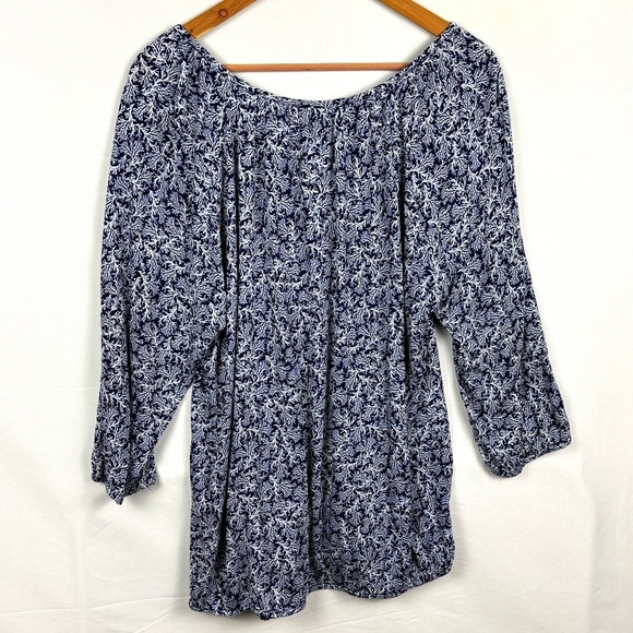 Michael Kors Women’s ¾ Sleeve Scoop Neck Blouse Top Sz 1X Coastal Beachy Comfort - Picture 6 of 9